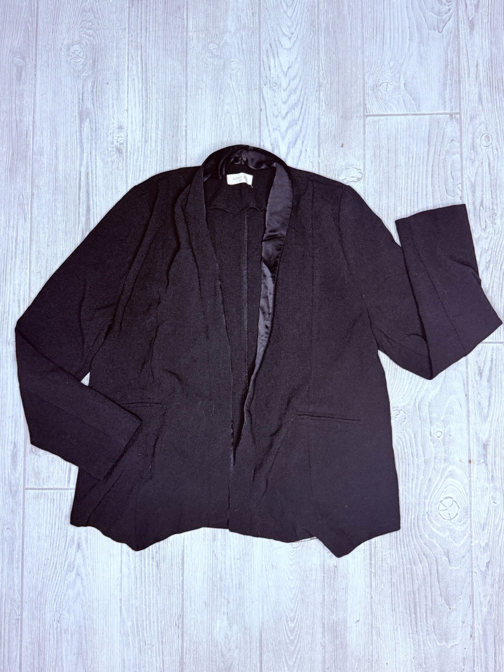 Sophie Rue collarless open-front black blazer jacket size medium open front